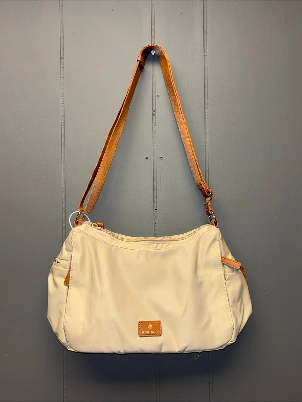 Nordace Cream Shoulder Bag with Tan Strap